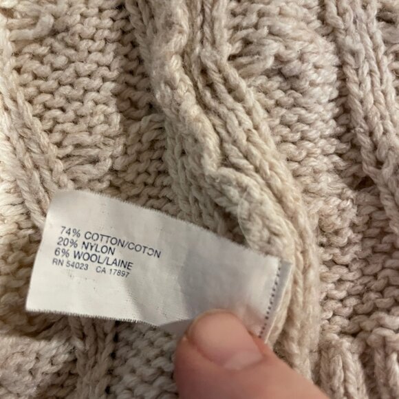 Women's Gap Long Cream Open Cable Knit Cardigan Size Large - Picture 5 of 5